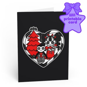 Goth Christmas Card Gothic Vampire Kawaii Instant Download Printable