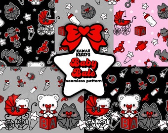 Baby Bat Seamless Pattern: Pastel Goth Nursery (Digital Download)