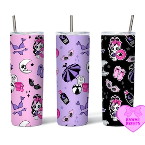 Pastel Goth Beach Vampire Summer 20 oz Skinny Tumbler Sublimacja Design Prosty i stożkowy Tumbler PNG Pobieranie cyfrowe