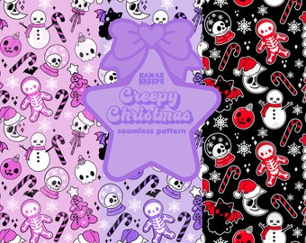 Pastel Goth Christmas Seamless Pattern Digital Paper With Commercial License