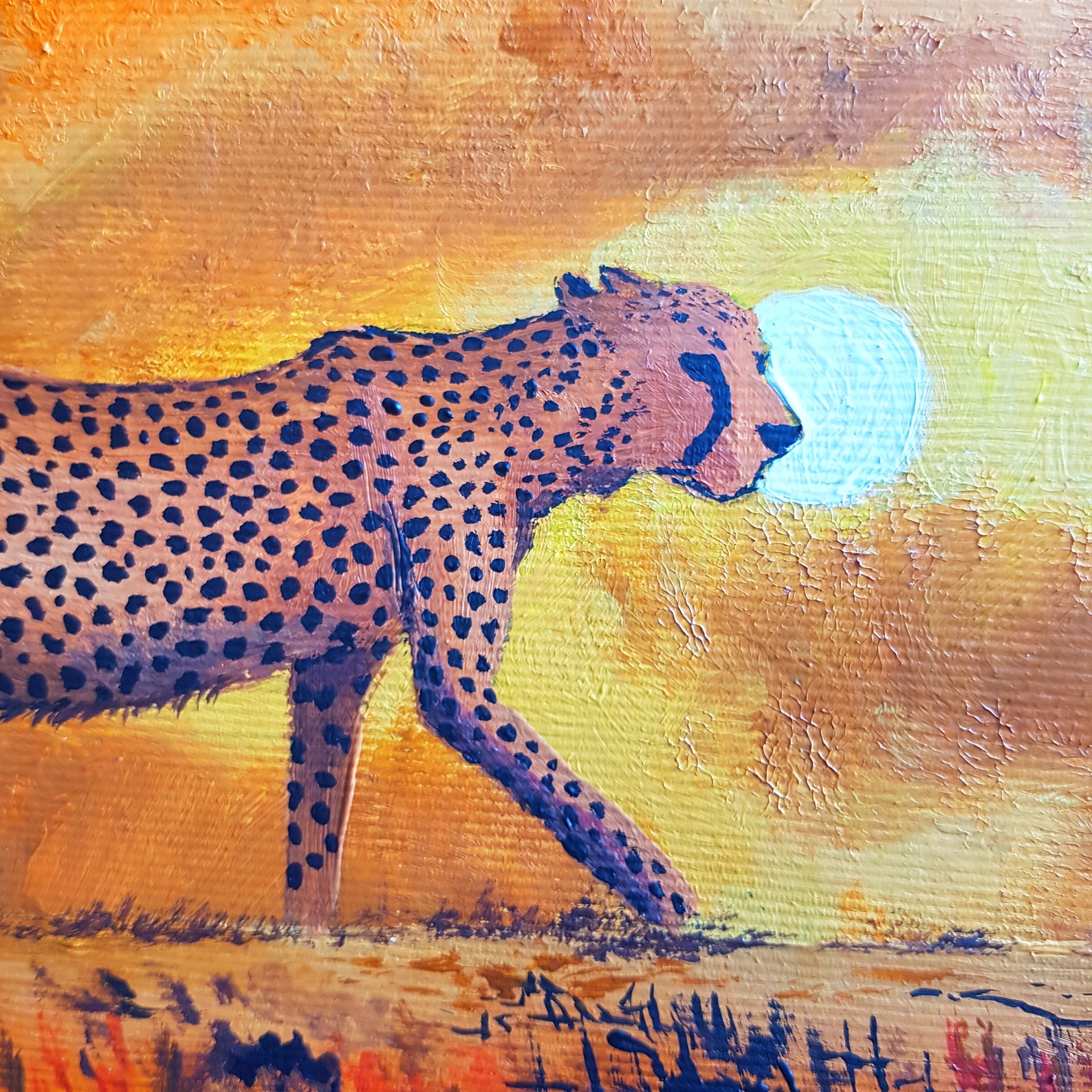 Cheetah Painting Original Wall Art Acrylic on Canvas Wildlife Etsy