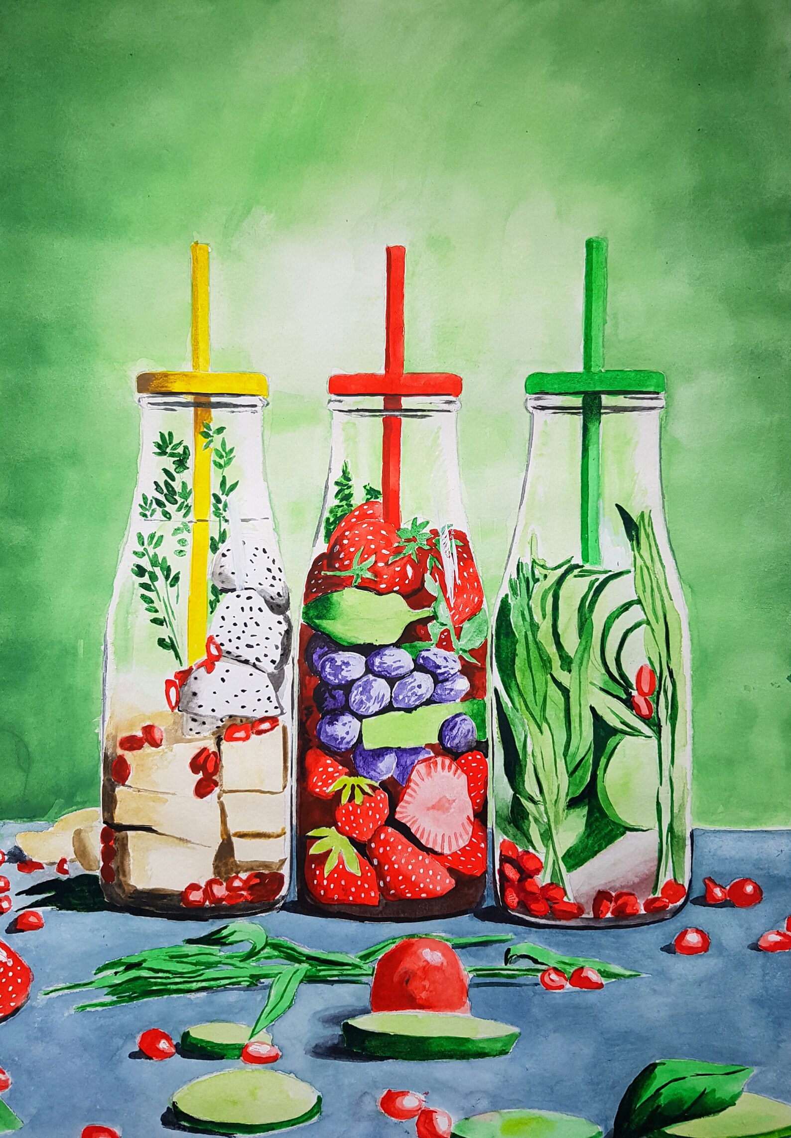 Obst trinken Malerei Gemüse Trinken Malerei Küche Wand Kunst | Etsy