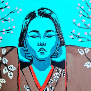 Japanese Woman Painting Acrylic Portrait Original Wall Art - Etsy