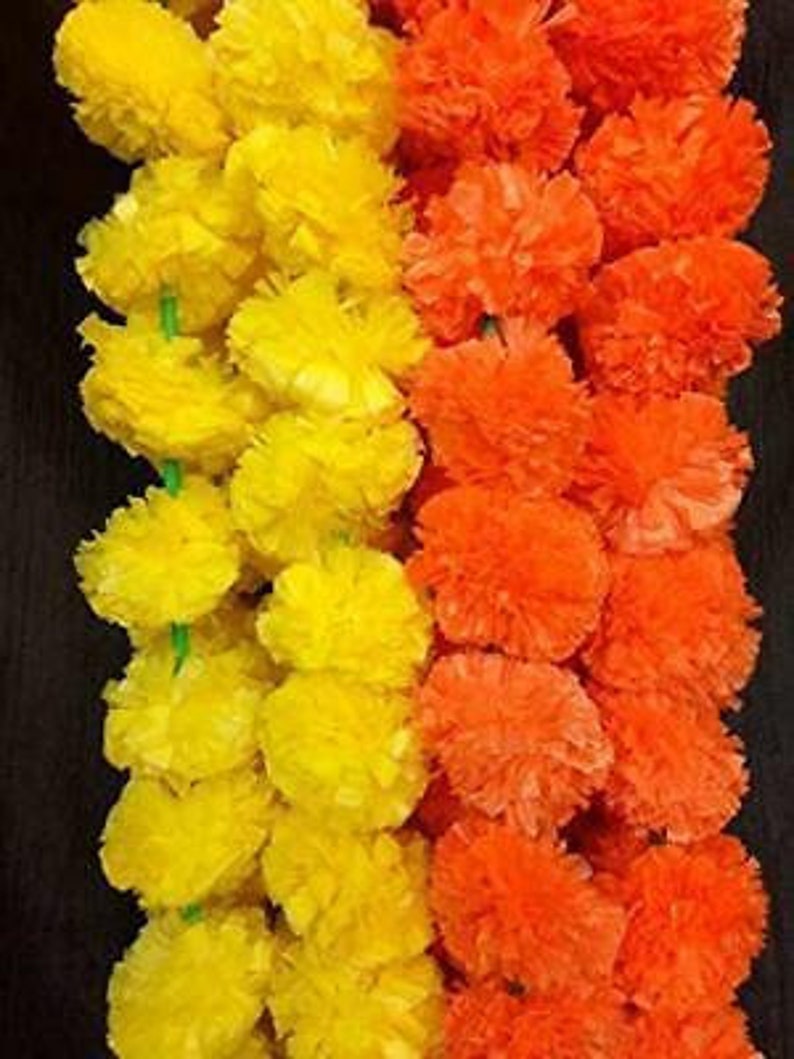 5 Fresh artificial Marigold garland string Birthday party Decor garland Flower String Photo Prop Garland Indian Wedding decor garland 5feet