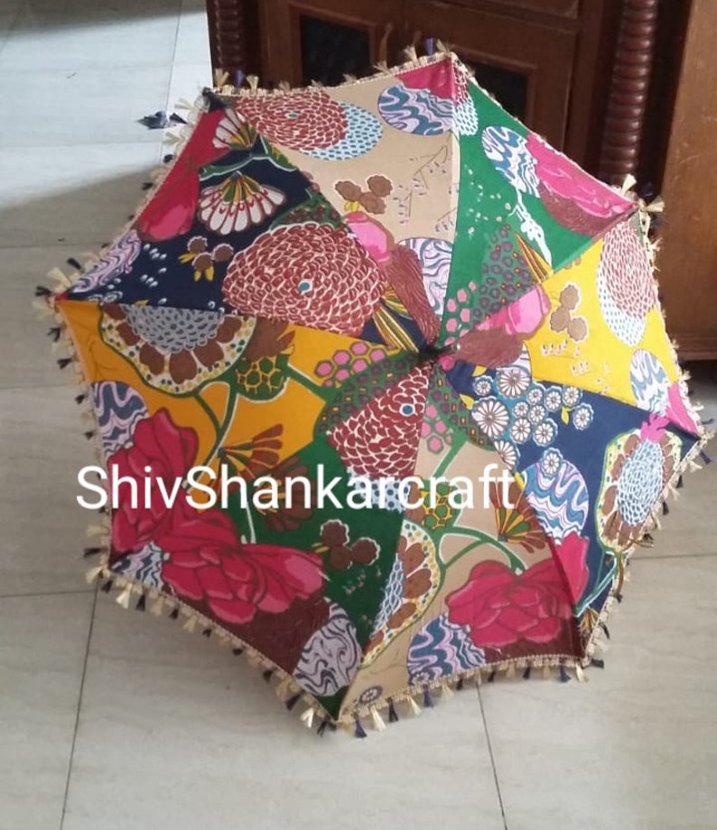 10 Pcs Henna Decor Umbrella Cotton Umbrella Fabric Parasol Vintage Ethnic Indian Umbrella Party Decor Diwali Decoration Umbrella Parasols