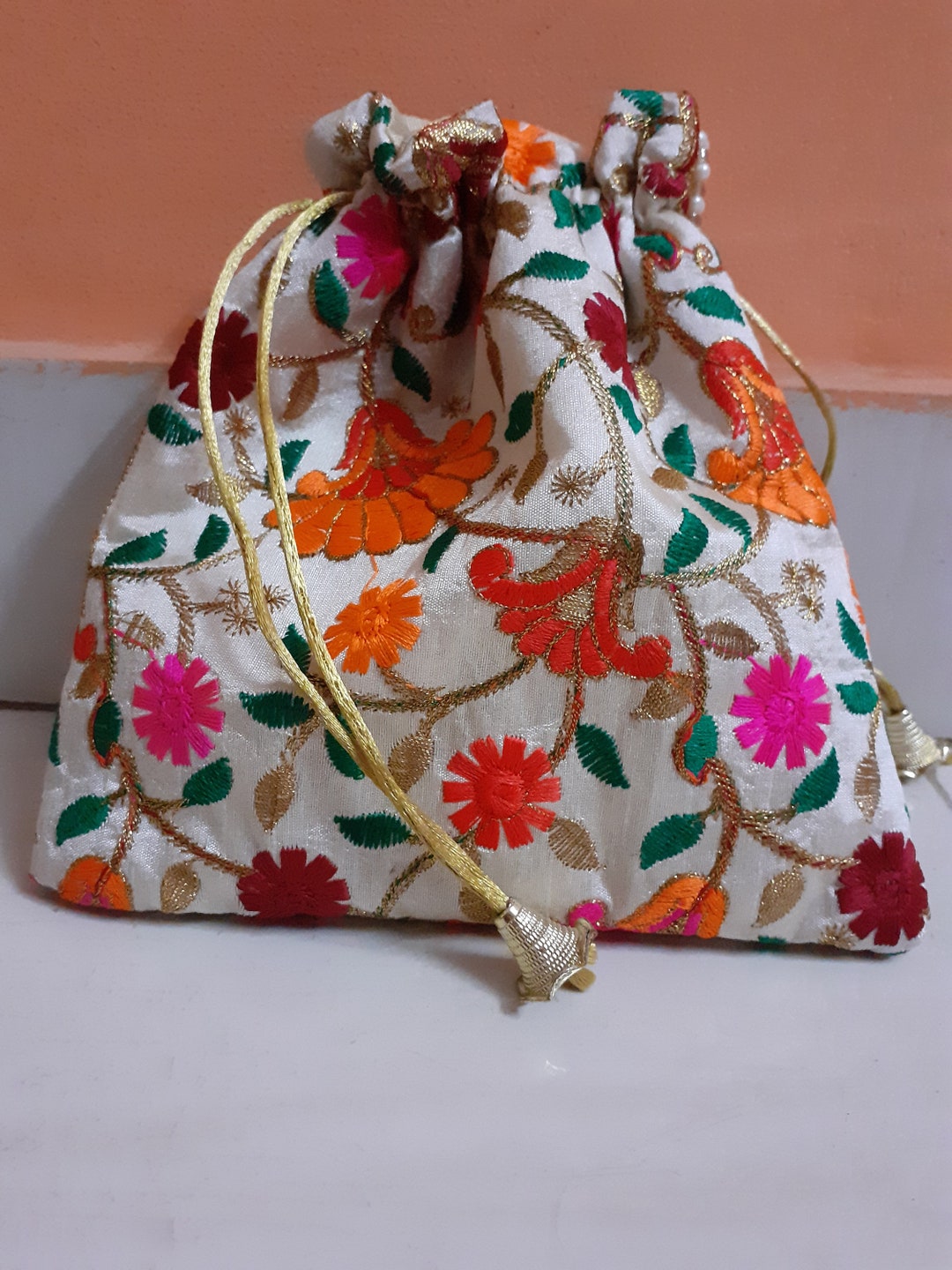 Lot of 100 Indian Handmade Women's Embroidered Potli Bag Bindi Pouch