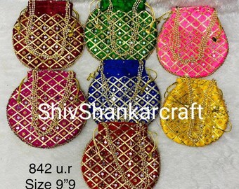 Lot Of 100 Indian Handmade Women's Embroidered Clutch Purse Potli Bag Pouch Drawstring Bag Wedding Favor Return Gift For Guests Free Ship