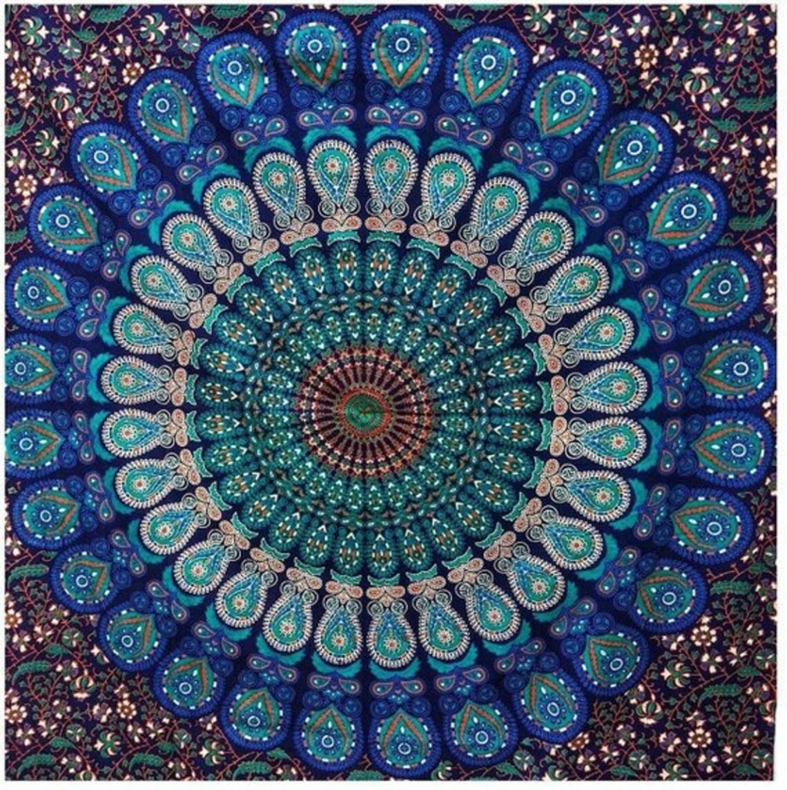 Blue Tapestry Wall Hanging Mandala Tapestries Indian Cotton | Etsy