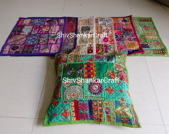 Lot Of 20 Pcs Indian Sari Patchwork Decorative Throw Pillow Cover Handmade Embroidered Cushion Covers Bohemian Cushion Sofa Pillowcases