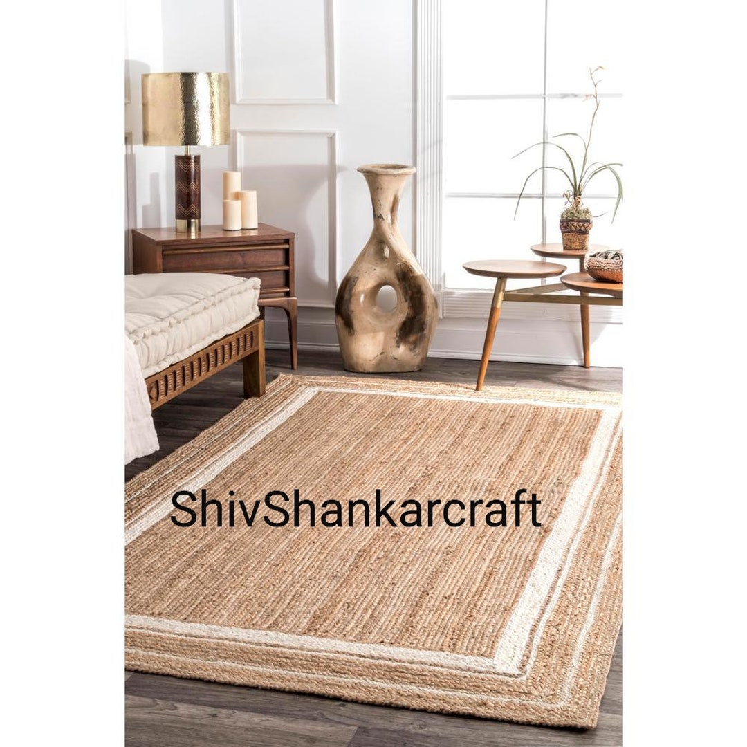 Jute Rug 6x9 Farm House Area Rug Natural Boho Rug Living Etsy