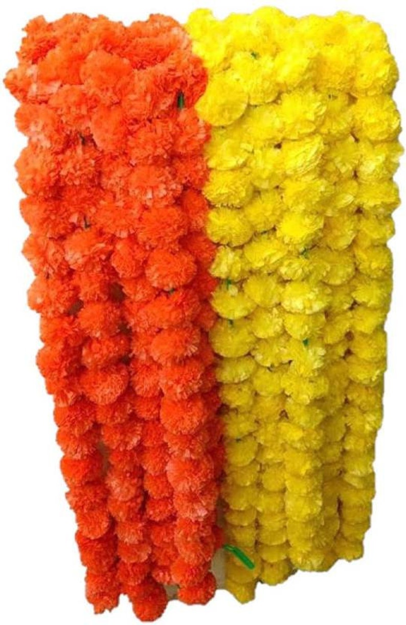 5 Fresh artificial Marigold garland string Birthday party Decor garland Flower String Photo Prop Garland Indian Wedding decor garland 5feet