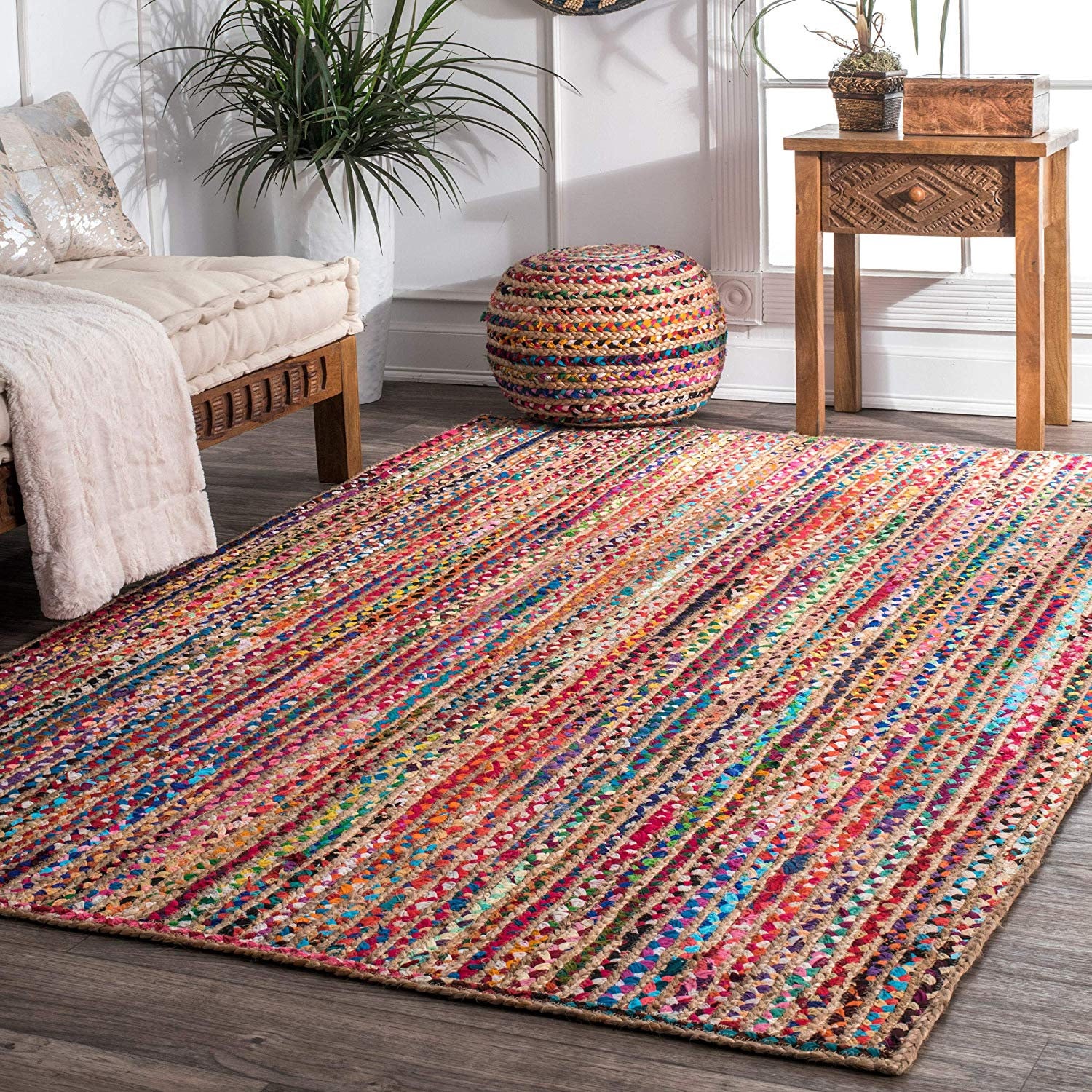 Indian rag rug jute rugs Braided rug rag Cotton Rug Handmade Etsy