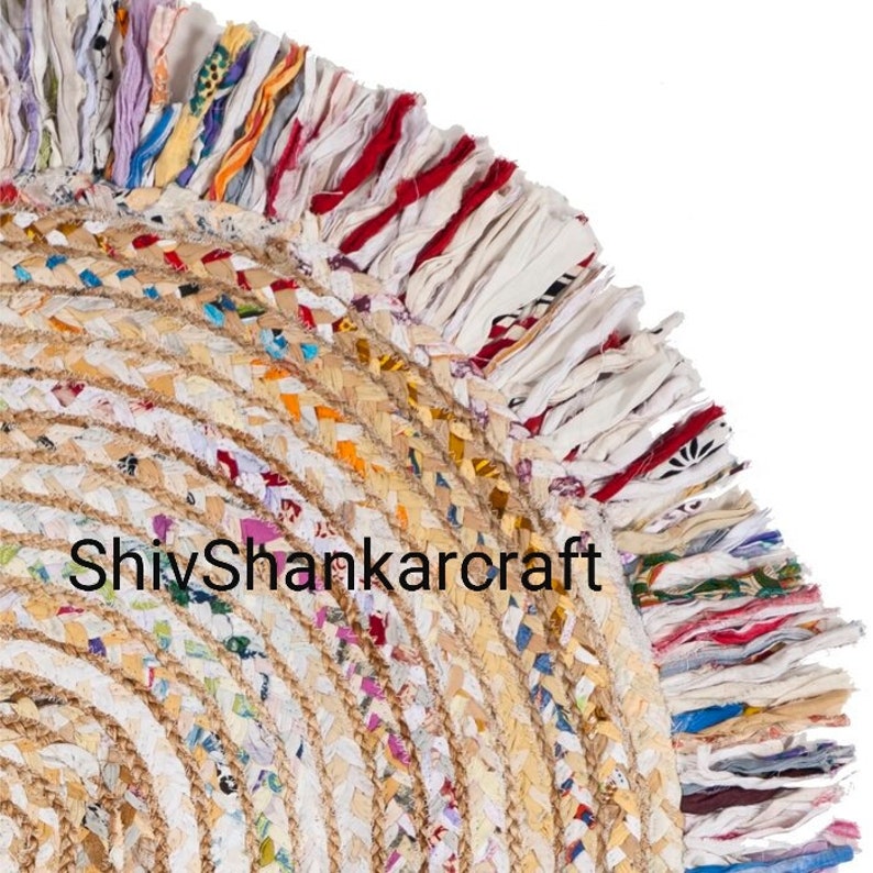 6x6ft Hand Braided Bohemian Jute Area Rug Round Rag Rug Home Etsy