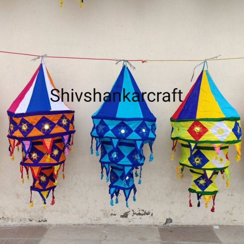 10 Pcs Mix Lot Cotton Hanging Lamp Shade Indian Wedding Decor Etsy