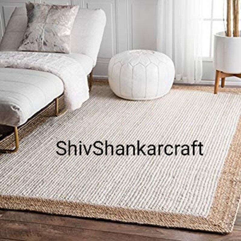 Jute rug 4x6 Farm house Area rug Natural boho rug Living Etsy