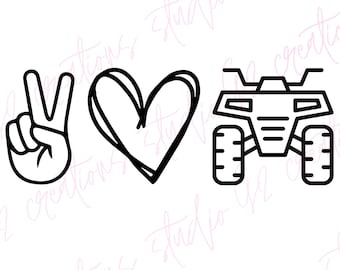 Peace Love ATV PNG: Four Wheeler Mudding Design (Digital Download)