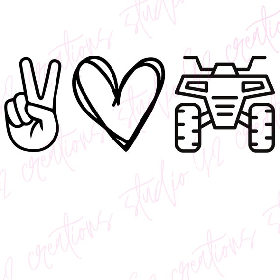 Peace Love ATV PNG: Four Wheeler Mudding Design (Digital Download)