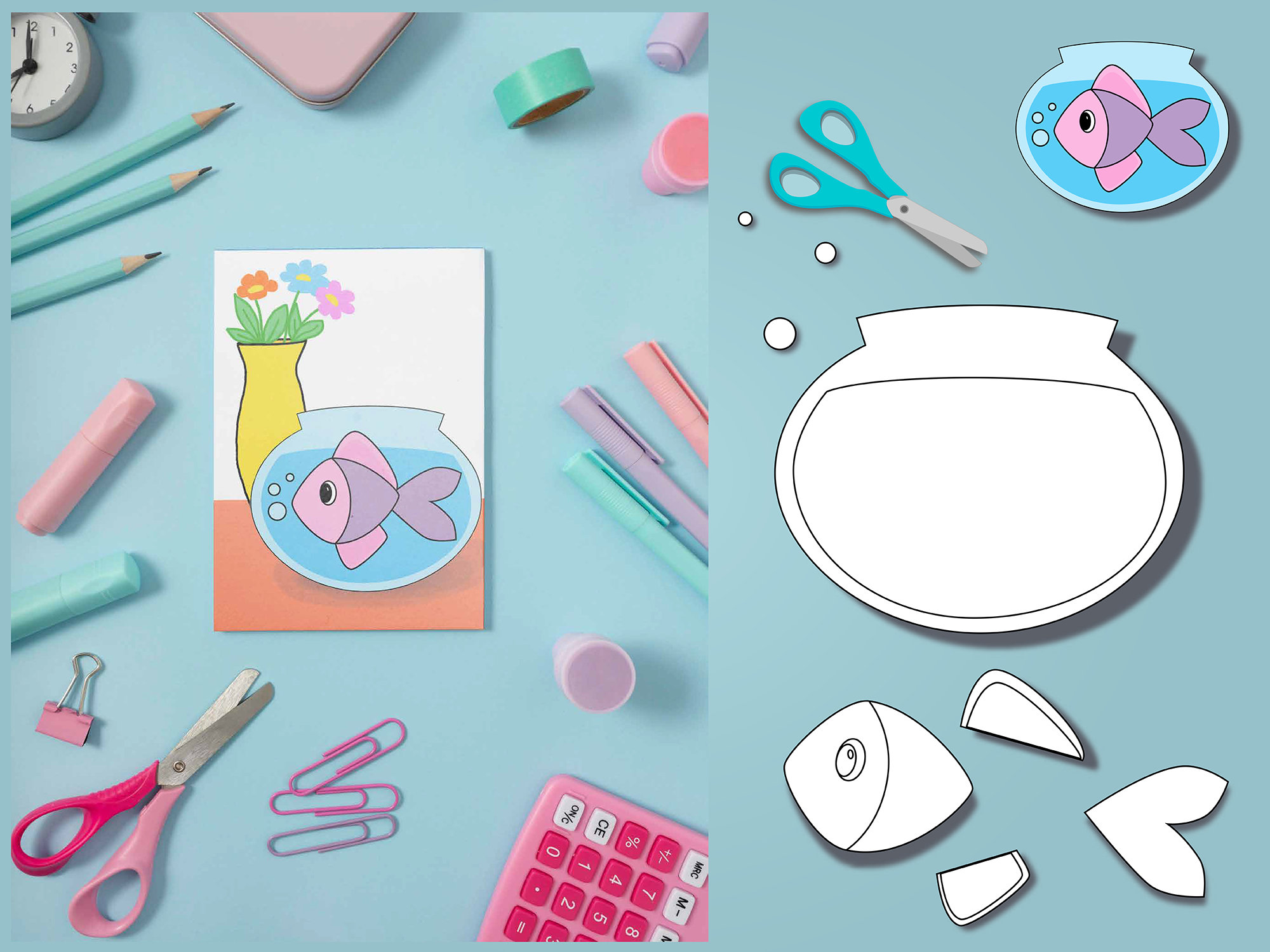 Fish Printable Craft, Indoor Preschool Activity, Kids Cut and Glue ...