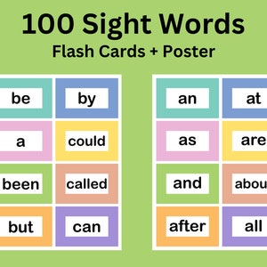 100 Sight Words Flash Cards + Banner, Palabras de alta frecuencia, Aprende a Leer, First Hundred Sight Word Flashcards. PreK-1er Grado Sight Words