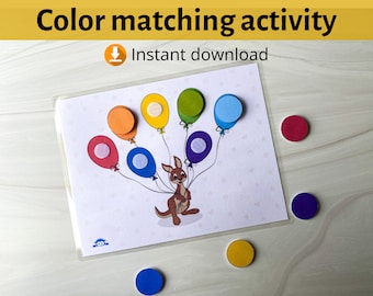 Color Matching Game - Color Matching Activity for Toddlers, Homeschool Printable, Busy Binder, Preschool Color Sorting, Busy Book Page