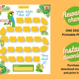 Parrot Potty Training Chart for Kids Printable - Daily Chore Chart - Cute Toddler Reward Chart - Girls and Boys Reward Chart PDF