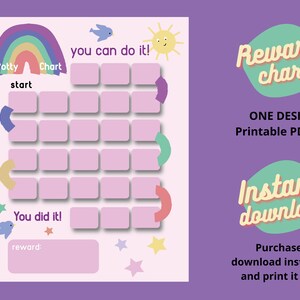 Rainbow Potty Training Chart for Kids Printable - Reward Chart - Cute Toddler Reward Chart - Girls and Boys Reward Chart PDF