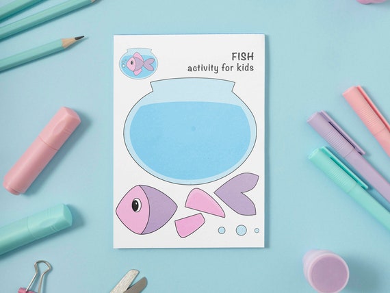 Fish Printable Craft Indoor Preschool Activity Kids Cut and | Etsy