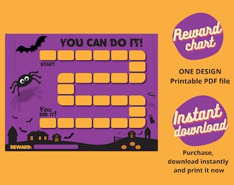 Halloween Reward Chart for Kids Printable - Daily Chore Chart - Fun Toddler Reward Chart - Fall Reward Chart - Potty Chart PDF
