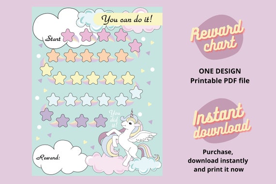 Unicorn Reward Chart for Kids Printable Daily Chore Chart | Etsy