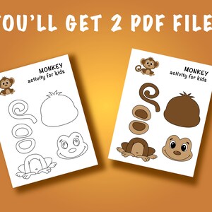 Monkey Printable Craft, Indoor Preschool Activity, Kids Cut and Glue ...
