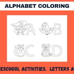 ABC Alphabet Coloring Pages, Preschool Activity, Kindergarten Activity, Homeschool, Distance Learning, Toddler Coloring Activity