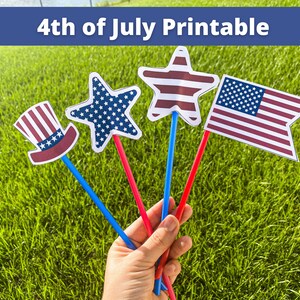 4th of July Decor Printables, American Flag Party Supply, 4th Of July Banner, 4th of July Pennant Flags, Instant Download, Print, Cut, Glue