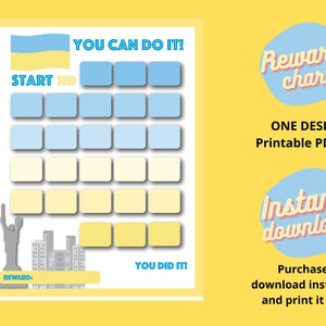 Support Ukraine Reward Chart for Kids Printable - Daily Chore Chart - Cute Toddler Reward Chart -  Reward Chart Printable - Potty Chart PDF