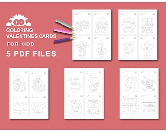 20 Valentinstag Malkarten für Kinder - Entzückender digitaler Download für lustige Aktivitäten, Valentinstag Malkarten für Kinder