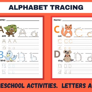 Hojas de trabajo de rastreo de alfabeto / Actividades de alfabeto / Hojas de trabajo imprimibles / Hojas de trabajo de rastreo de letras de alfabeto imprimibles para niños en edad preescolar