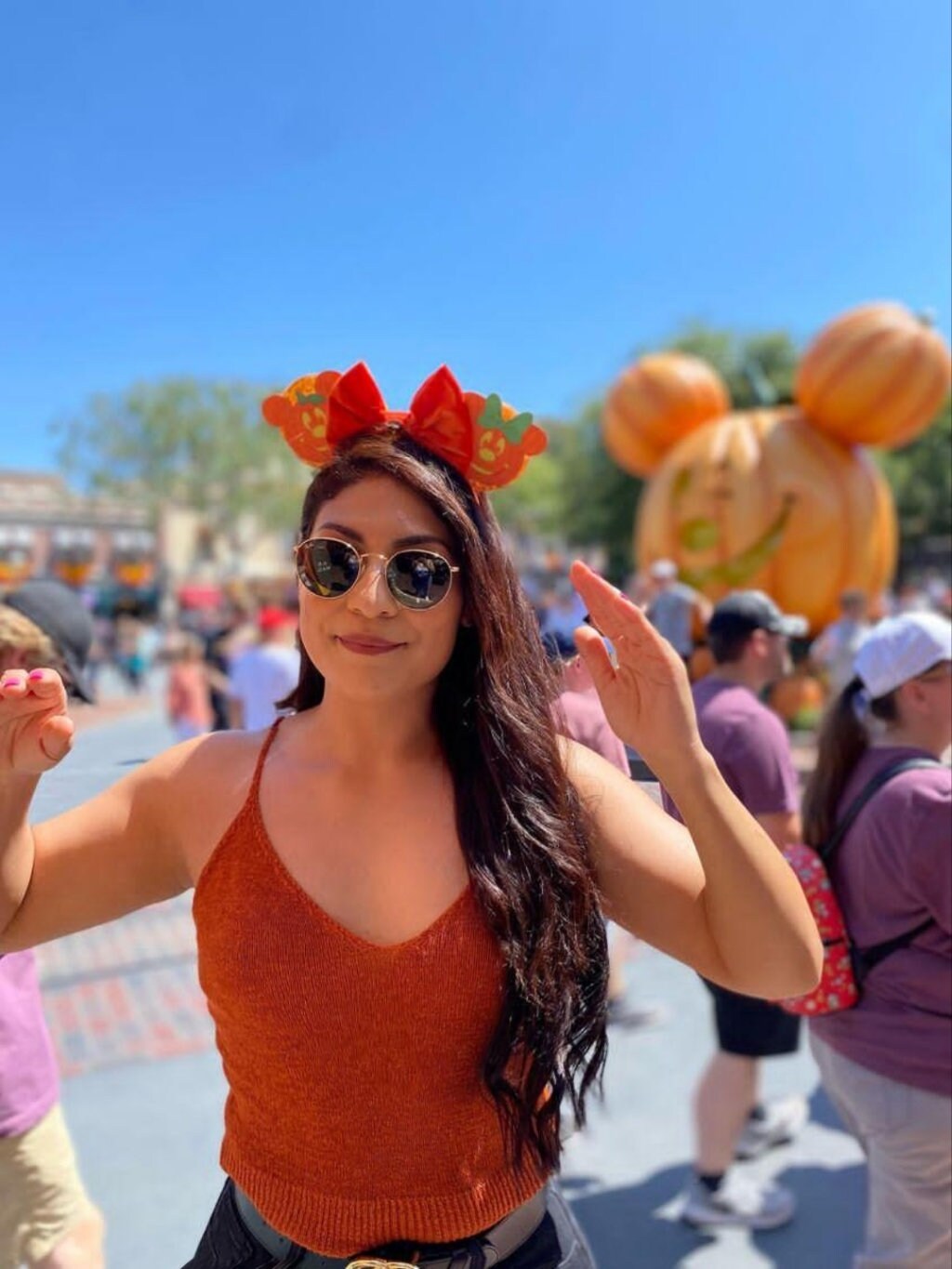Hand crafted pumpkin mickey headband