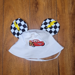 Inspired lighting McQueen mickey ears bucket hat