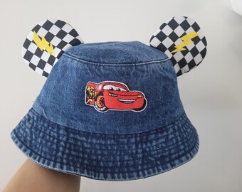 Cars kids  ears bucket hat dark blue