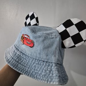 Cars kids ears bucket hat light blue image 3