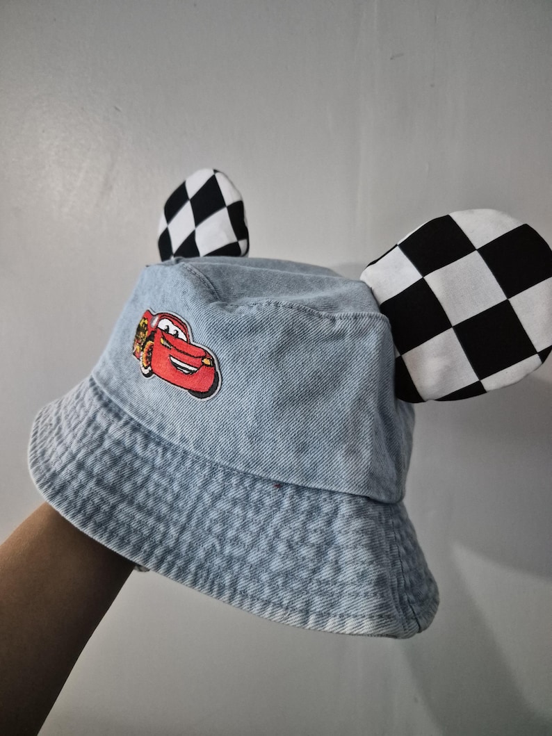 Cars kids ears bucket hat light blue image 3
