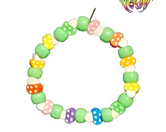Isabel Doom - Pulseira de Miçangas em Formato de Cogumelo Arco-Íris