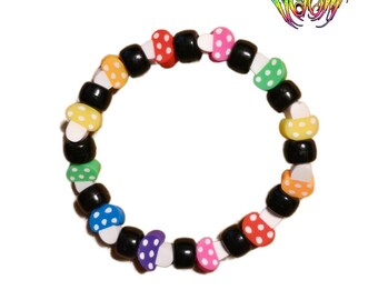 Isabel Doom - Pulseira de miçangas Rainbow Mushroom in the Dark
