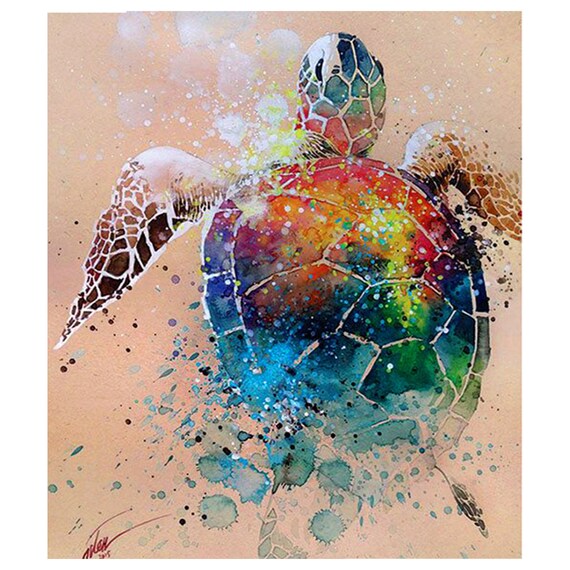 Square//Round Drill 5D DIY Diamond Painting /"Turtle family/" 3D Embroidery Decor