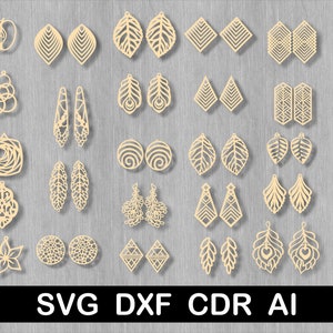Feather Earrings svg, Earrings svg Bundle, Earrings Template svg, Earrings cricut, Teardrop Earring svg, CDR, DXF, AI