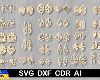 Feather Earrings svg, Earrings svg Bundle, Earrings Template svg, Earrings cricut, Teardrop Earring svg, CDR, DXF, AI