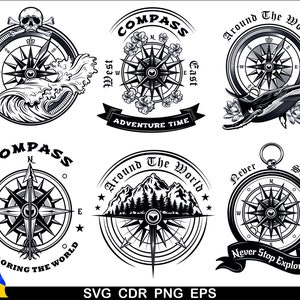 Compass Svg, Adventure Svg, Nautical Compass Svg, Compass Silhouette, Compass Png