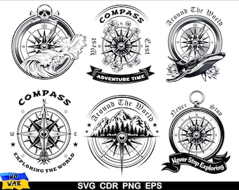 Compass Svg, Adventure Svg, Nautical Compass Svg, Compass Silhouette, Compass Png