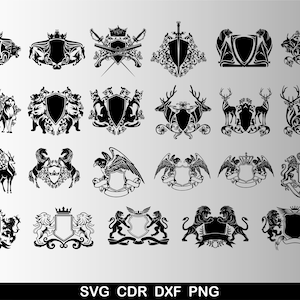 Shield Svg Bundle, Shield Logo, Shield Vector File, Coat Of Arms Svg, Heraldic Clipart, Heraldic Svg, Shield Svg, Shield Vector