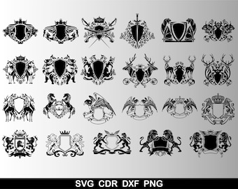 Shield Svg Bundle, Shield Logo, Shield Vector File, Coat Of Arms Svg, Heraldic Clipart, Heraldic Svg, Shield Svg, Shield Vector