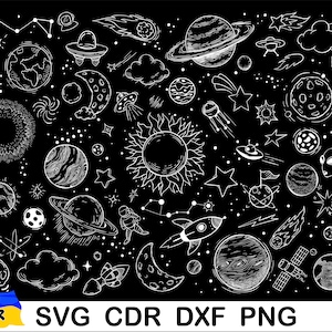 Svg de l'espace extra-atmosphérique, fichier svg étoiles, planètes svg, svg du système solaire, vecteur de la planète, cdr, dxf, png